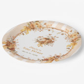 Fall Pumpkin Floral Bow Baby Shower Papieren Bordje (Gekanteld)
