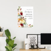 Fall Pumpkin Floral Bridal Shower Welcome Sign Poster (Thuiskantoor)
