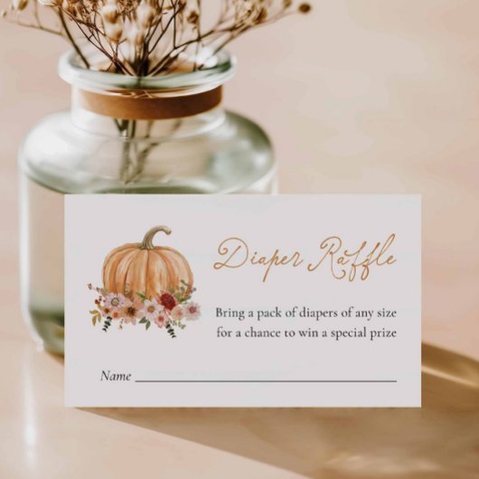 Fall Pumpkin Floral Diaper Raffle Ticket Informatiekaartje