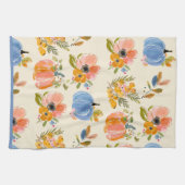 Fall Pumpkin & Floral Watercolor Pattern Farmhouse Theedoek (Horizontaal)