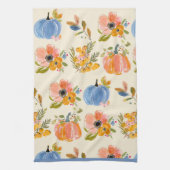 Fall Pumpkin & Floral Watercolor Pattern Farmhouse Theedoek (Verticaal)