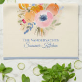 Fall Pumpkin & Floral Watercolor Theedoek (Gevouwen)