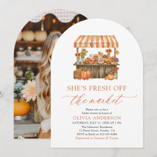 Fall Pumpkin Fresh Off the Market Bridal Shower Kaart