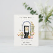 Fall Pumpkin Front Door Floral We have Moved Card Briefkaart (Staand voorkant)