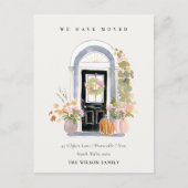 Fall Pumpkin Front Door Floral We have Moved Card Briefkaart (Voorkant)