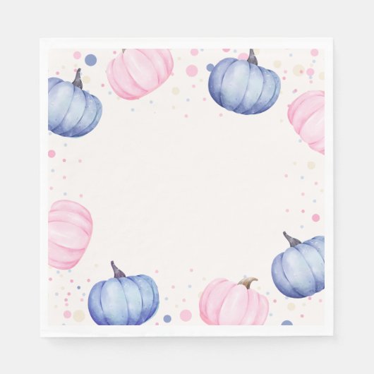 Fall Pumpkin Gender Reveal Napkins Pink Blue Servet (Voorkant)