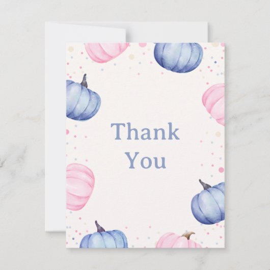 Fall Pumpkin Gender Reveal Thank You Card Bedankkaart (Voorkant)