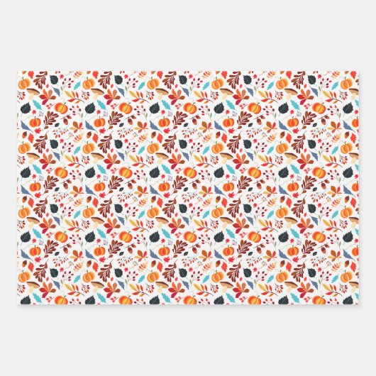 Fall Pumpkin & Leaf Inpakpapier Vel (Voorkant 2)