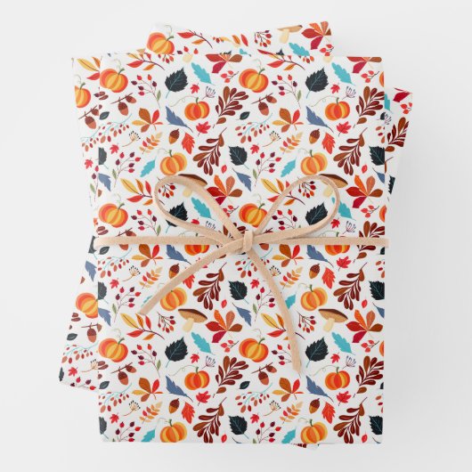 Fall Pumpkin & Leaf Inpakpapier Vel (In situ)