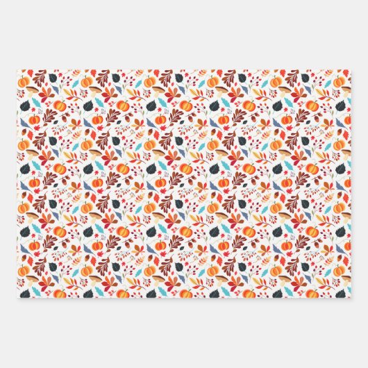 Fall Pumpkin & Leaf Inpakpapier Vel (Voorkant)