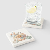 Fall Pumpkin Marble  Stenen Onderzetter (Zijkant)