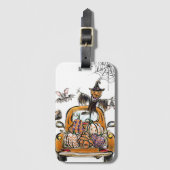 Fall Pumpkin Patch Truck with bats scarecrow bird  Bagagelabel (Voorkant (verticaal))