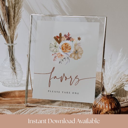 Fall Pumpkin Spice Baby Shower Favors Sign Poster