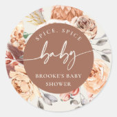 Fall Pumpkin "Spice Spice Baby" Baby Shower Ronde Sticker (Voorkant)