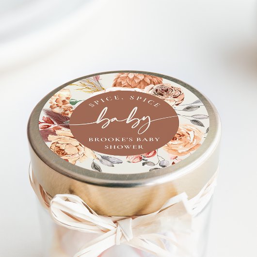 Fall Pumpkin "Spice Spice Baby" Baby Shower Ronde Sticker