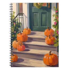 Fall Pumpkin Stoop | Autumn Thanksgiving Painted Notitieboek