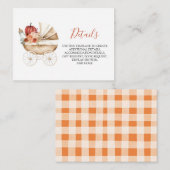 Fall Pumpkin Stroller Floral Baby Shower Detail Informatiekaartje (Voorkant / Achterkant)