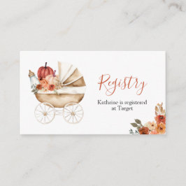 Fall Pumpkin Stroller Floral Baby Shower Registry Informatiekaartje