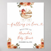 Fall Pumpkin Stroller Floral Baby Shower Welcome Poster (Voorkant)