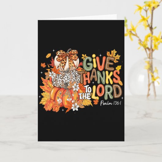 Fall Pumpkin Thanksgiving Christian Give Thanks To Kaart (Gele Bloem)