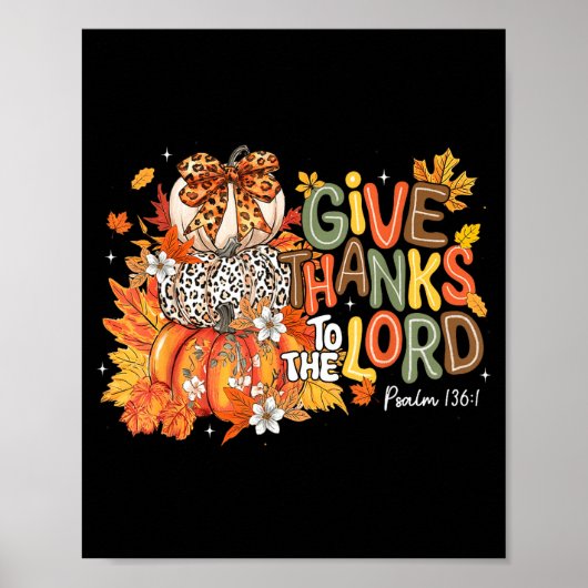 Fall Pumpkin Thanksgiving Christian Give Thanks To Poster (Voorkant)