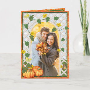 Fall Pumpkin Trellis Photo Greeting Feestdagen Kaart