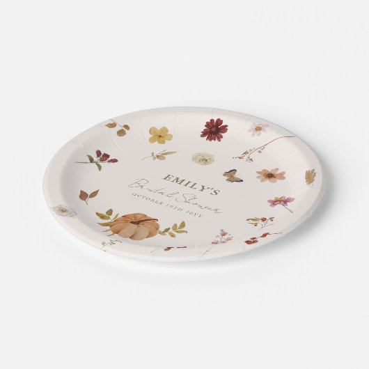 Fall Pumpkin Wildflower Bridal Shower Papieren Bordje (Gekanteld)