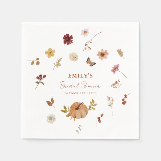 Fall Pumpkin Wildflower Bridal Shower Servet (Voorkant)