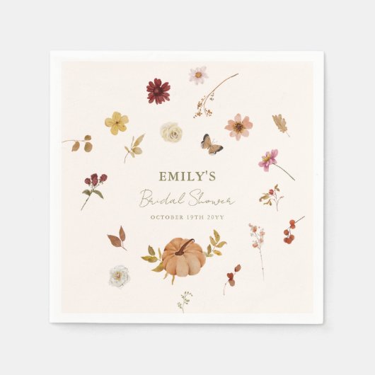 Fall Pumpkin Wildflower Bridal Shower Servet (Voorkant)