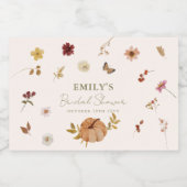 Fall Pumpkin Wildflower Bridal Shower Sparkling Wijnetiket (Enkel label)