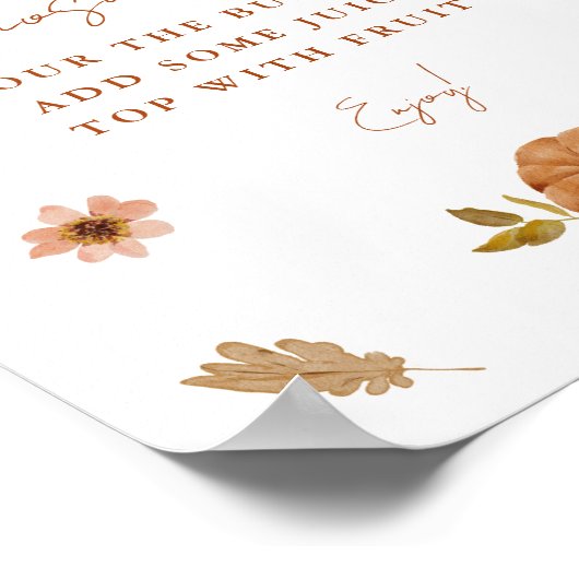 Fall Pumpkin Wildflower Mimosa Bar Sign Poster (Hoek)