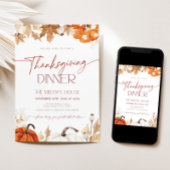 Fall Pumpkins and Leaves Thanksgiving Dinner  Kaart