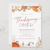 Fall Pumpkins and Leaves Thanksgiving Dinner  Kaart (Voorkant)