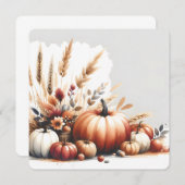 Fall Pumpkins and Wheat Autumn Illustration Kaart (Voorkant / Achterkant)