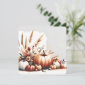 Fall Pumpkins and Wheat Autumn Illustration Kaart (Staand voorkant)