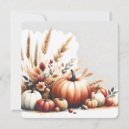 Fall Pumpkins and Wheat Autumn Illustration Kaart