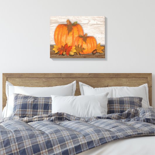 Fall Pumpkins Wrapped Canvas (Insitu (Slaapkamer))