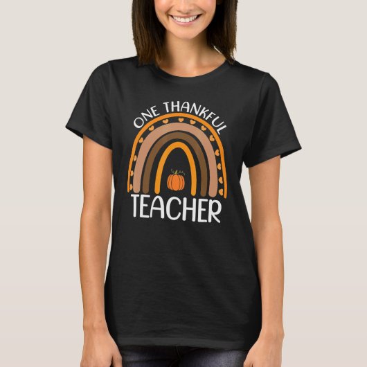 Fall Rainbow Teacher One Thankful Teacher Thanksgi T-shirt (Voorkant)