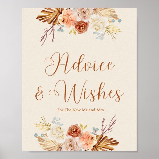 Fall Rustic Advice and Wishes For Newlyweds Poster (Voorkant)