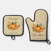 Fall Rustic Happy Thanksgiving Ovenwant & Pannenlap Set (Voorkant)