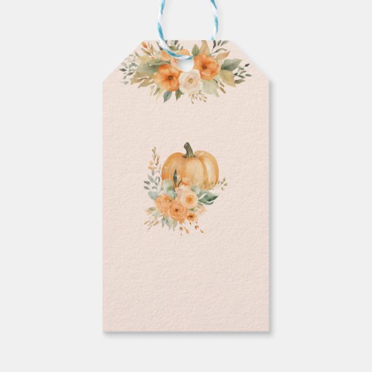 Fall Rustic Orange Pumpkin Baby Shower  Cadeaulabel (Achterkant)