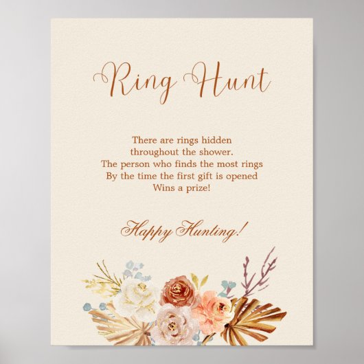 Fall Rustic Ring Hunt Bridal Shower Game Poster (Voorkant)