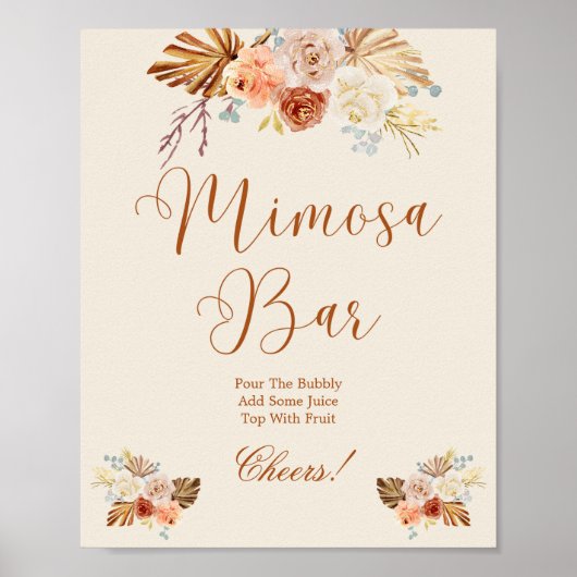Fall Rustic Terracotta Mimosa Bar Poster (Voorkant)