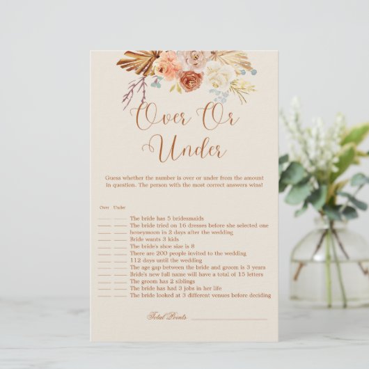 Fall Rustic Terracotta Over or Under Bridal Game (Staand voorkant)