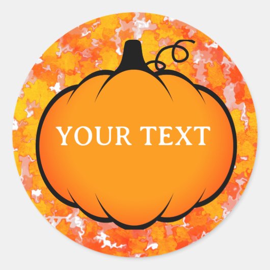 Fall Season Foliage Pumpkin Drawing Custom Text  Ronde Sticker (Voorkant)