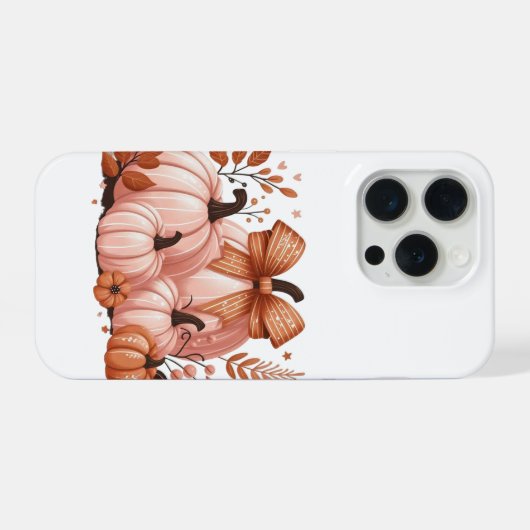 Fall season pink pumpkins with coquette bow iPhone hoesje (Achterkant horizontaal)