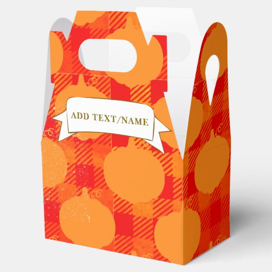 Fall Season Pumpkin Drawing Custom Text Plaid Bedankdoosjes (Geopend)