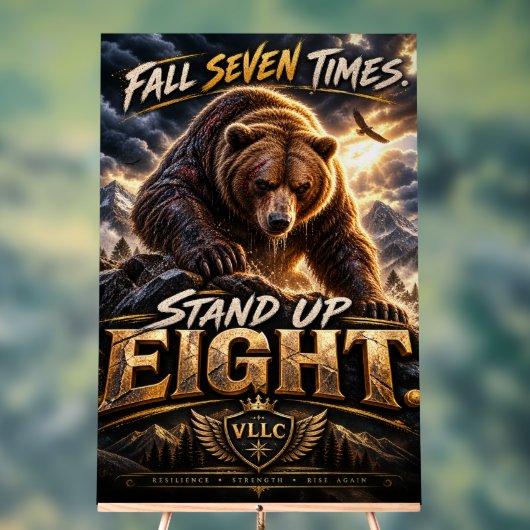 Fall Seven Times Stand Up Eight Grizzly Bear Acryl Bord (Neutraal)