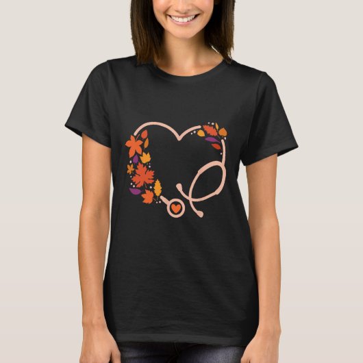 Fall Stethoscope Nurse Thanksgiving Nursing Autumn T-shirt (Voorkant)