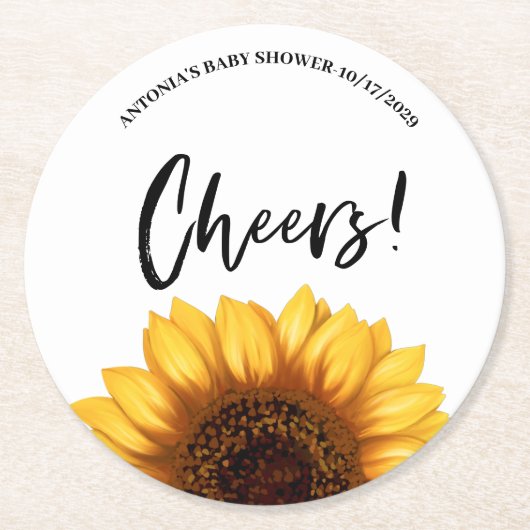 Fall Sunflower Baby Shower Ronde Kartonnen Onderzetter (Voorkant)